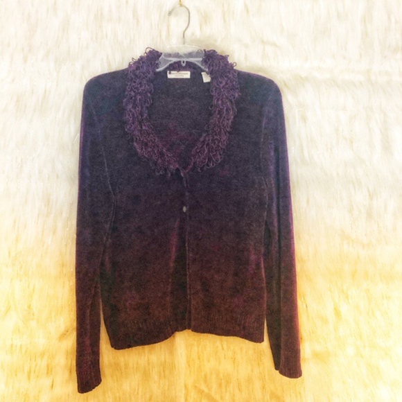 Valerie Stevens Sweaters - Valerie Stevens Separates Purple Chenille Cardigan